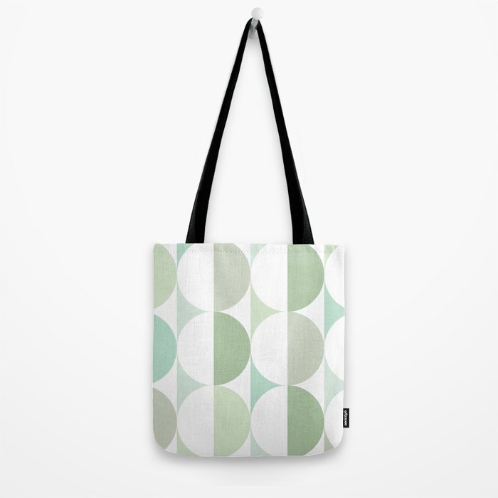 Mid-Mod geometric Sun and Moon tile - Sage Green Tote Bag Gallery Image 2