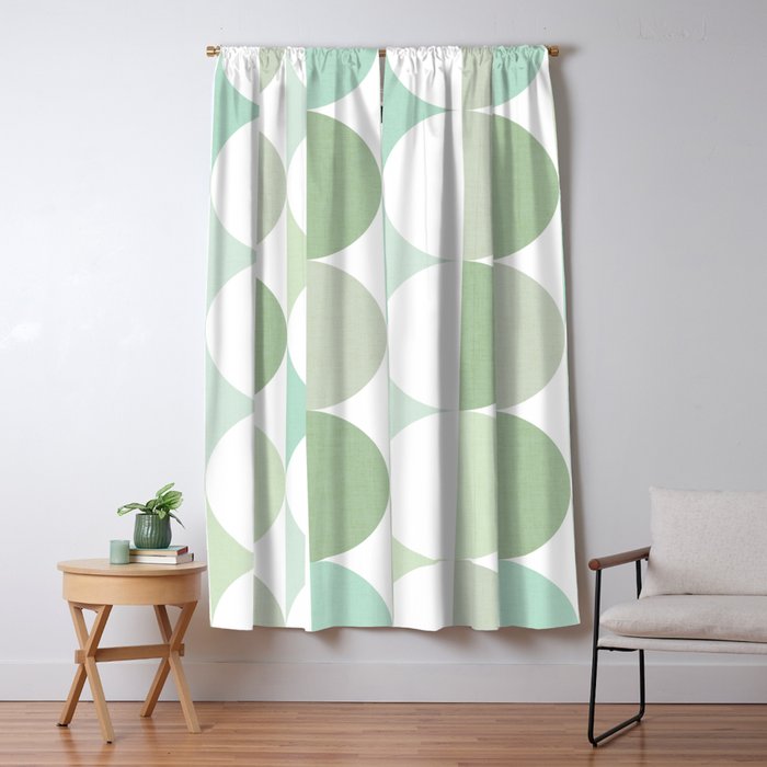 Mid-Mod geometric Sun and Moon tile - Sage Green Window Curtain Gallery Image 5