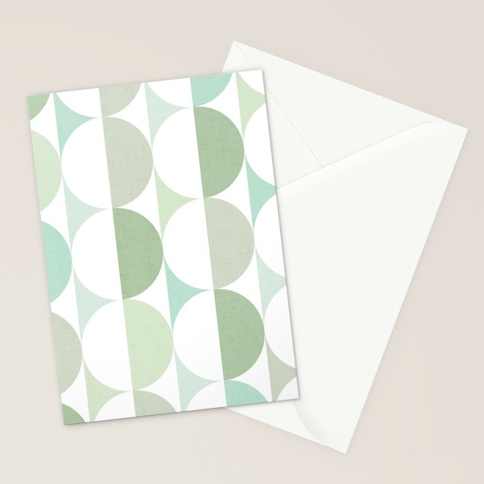 Mid-Mod geometric Sun and Moon tile - Sage Green Stationery Card Gallery Image 2