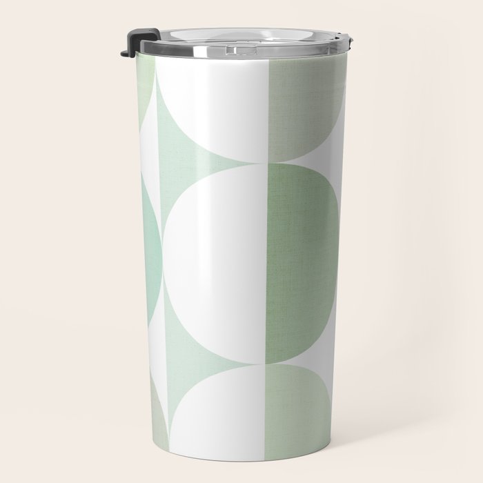 Mid-Mod geometric Sun and Moon tile - Sage Green Travel Mug Gallery Image 3