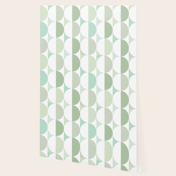 Mid-Mod geometric Sun and Moon tile - Sage Green Wallpaper Gallery Image 2