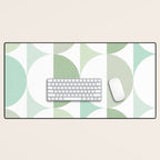 Mid-Mod geometric Sun and Moon tile - Sage Green Desk Mat Gallery Image 1