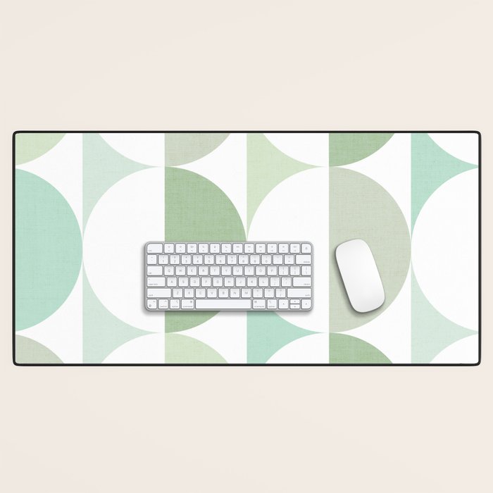 Mid-Mod geometric Sun and Moon tile - Sage Green Desk Mat Gallery Image 1