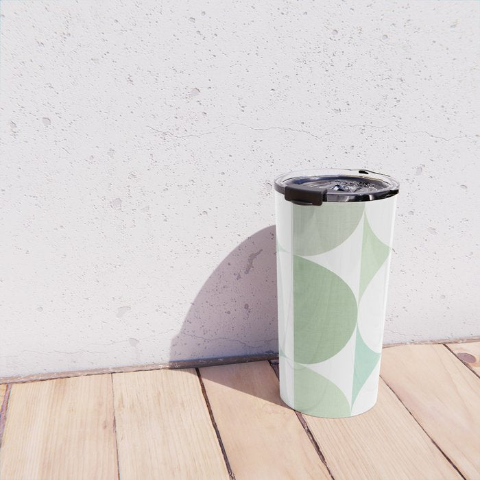 Mid-Mod geometric Sun and Moon tile - Sage Green Travel Mug Gallery Image 4