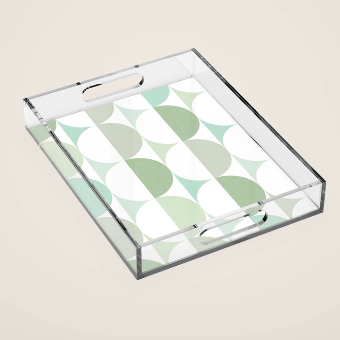 Mid-Mod geometric Sun and Moon tile - Sage Green Acrylic Tray Gallery Image 1