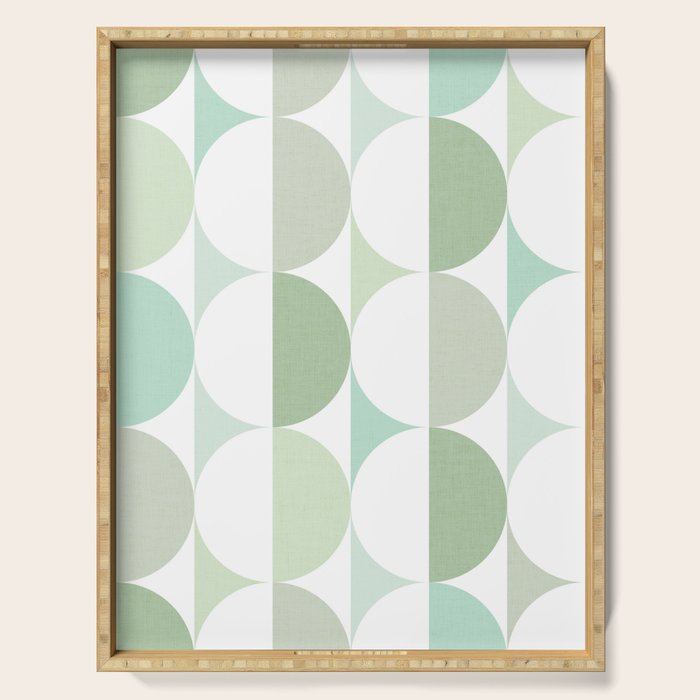 Mid-Mod geometric Sun and Moon tile - Sage Green Serving Tray Gallery Image 1
