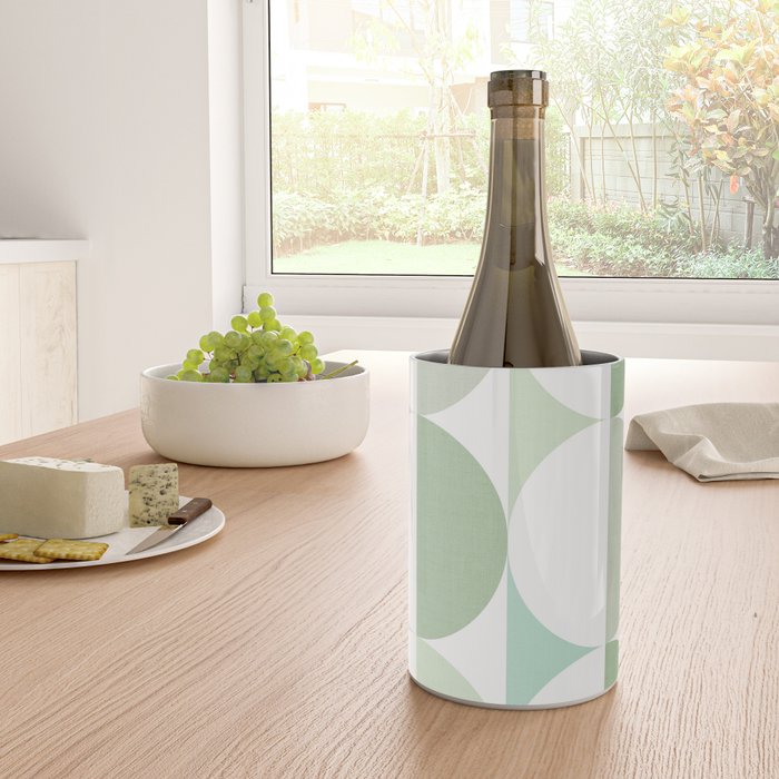 Mid-Mod geometric Sun and Moon tile - Sage Green Wine Chiller Gallery Image 4