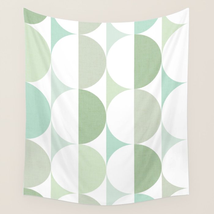 Mid-Mod geometric Sun and Moon tile - Sage Green Wall Tapestry Gallery Image 4