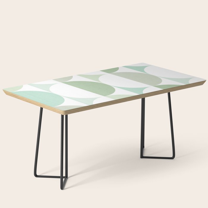 Mid-Mod geometric Sun and Moon tile - Sage Green Coffee Table Gallery Image 1
