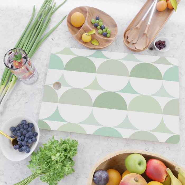 Mid-Mod geometric Sun and Moon tile - Sage Green Cutting Board Gallery Image 2