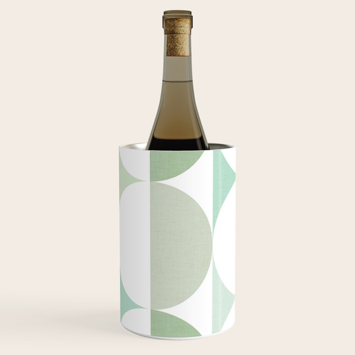 Mid-Mod geometric Sun and Moon tile - Sage Green Wine Chiller Gallery Image 3