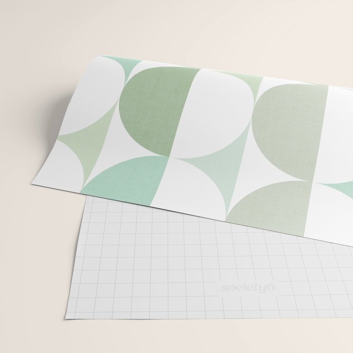 Mid-Mod geometric Sun and Moon tile - Sage Green Wrapping Paper Gallery Image 2