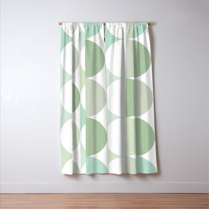 Mid-Mod geometric Sun and Moon tile - Sage Green Window Curtain Gallery Image 3