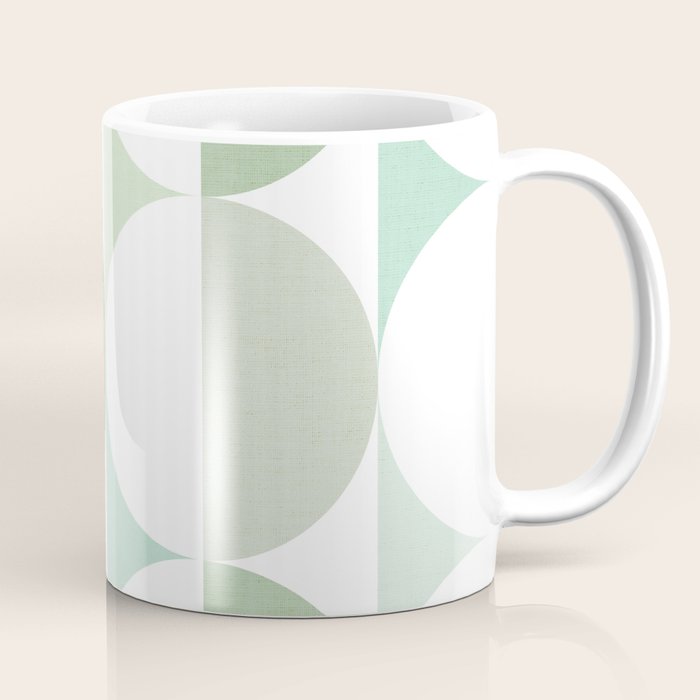 Mid-Mod geometric Sun and Moon tile - Sage Green Coffee Mug Gallery Image 1