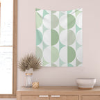 Mid-Mod geometric Sun and Moon tile - Sage Green Wall Tapestry Gallery Image 2