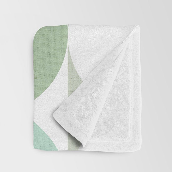 Mid-Mod geometric Sun and Moon tile - Sage Green Throw Blanket Gallery Image 3