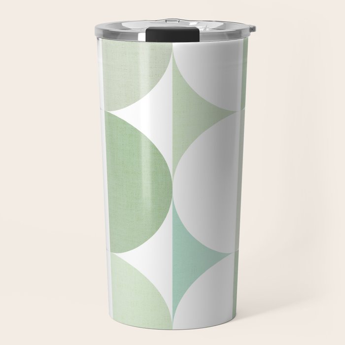 Mid-Mod geometric Sun and Moon tile - Sage Green Travel Mug Gallery Image 1