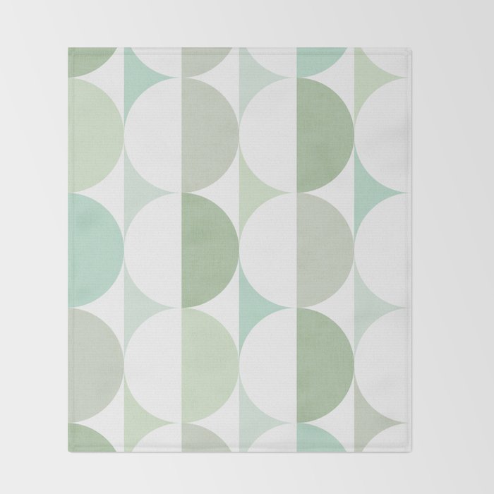 Mid-Mod geometric Sun and Moon tile - Sage Green Throw Blanket Gallery Image 2