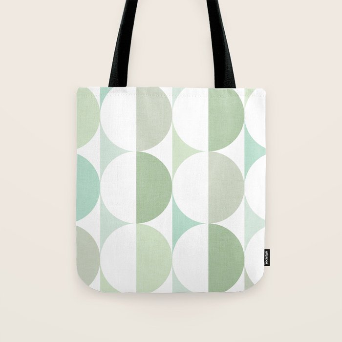 Mid-Mod geometric Sun and Moon tile - Sage Green Tote Bag Gallery Image 1