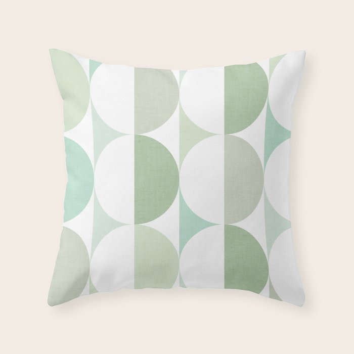 Mid-Mod geometric Sun and Moon tile - Sage Green Throw Pillow Gallery Image 1
