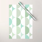 Mid-Mod geometric Sun and Moon tile - Sage Green Wrapping Paper Gallery Image 1