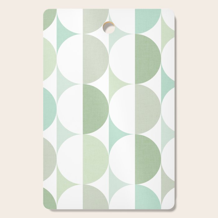 Mid-Mod geometric Sun and Moon tile - Sage Green Cutting Board Gallery Image 1