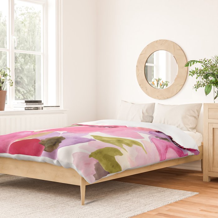 Watercolor Flowers Pink Fuchsia Duvet Cover Gallery Image 2