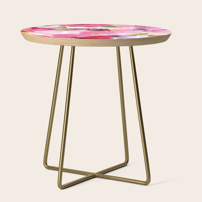 Watercolor Flowers Pink Fuchsia Side Table Gallery Image 1
