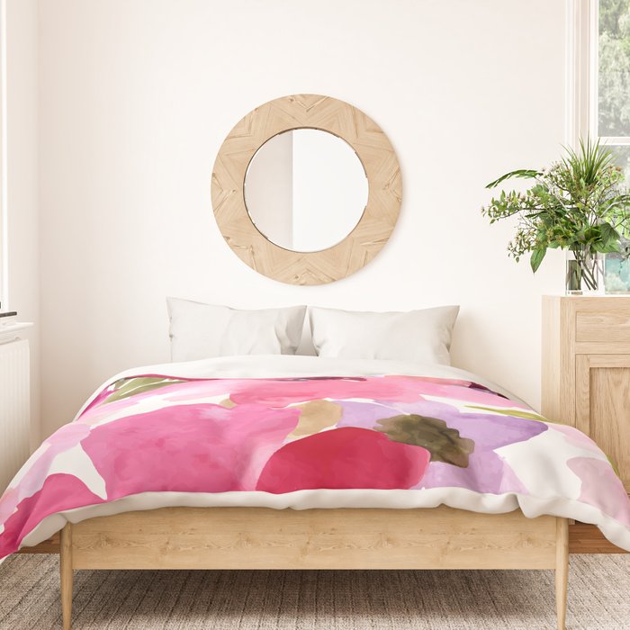 Watercolor Flowers Pink Fuchsia Duvet Cover Gallery Image 3