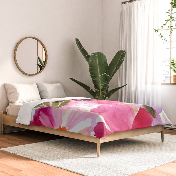 Watercolor Flowers Pink Fuchsia Comforter Gallery Image 2