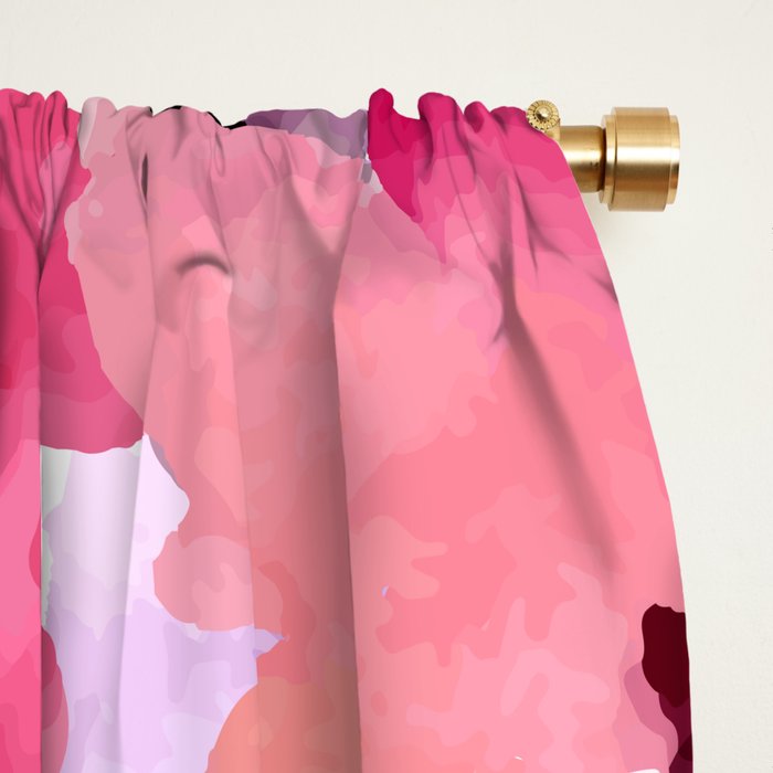 Watercolor Flowers Pink Fuchsia Window Curtain Gallery Image 2