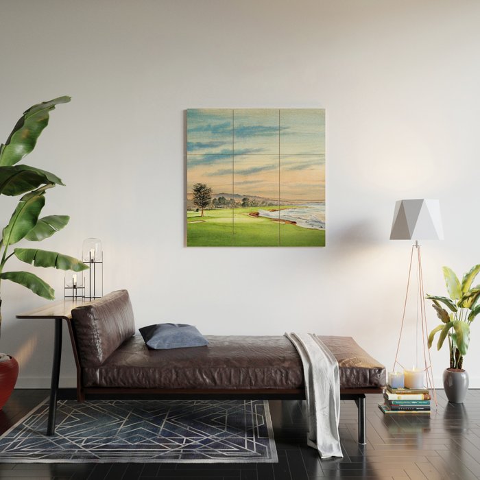 Pebble Beach Golf Course 18th Hole Wood Wall Art Gallery Image 2
