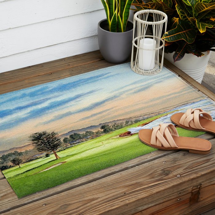 Pebble Beach Golf Course 18th Hole Outdoor Rug Gallery Image 2