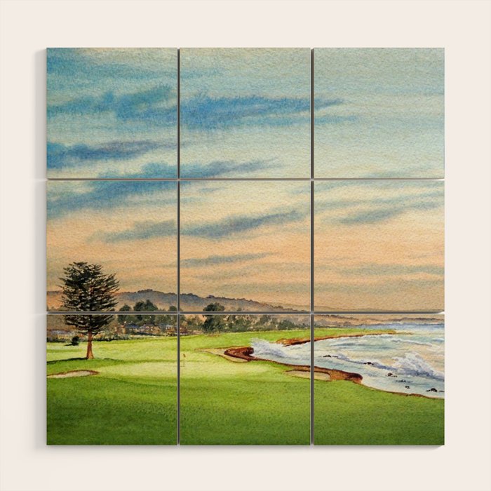 Pebble Beach Golf Course 18th Hole Wood Wall Art Gallery Image 1