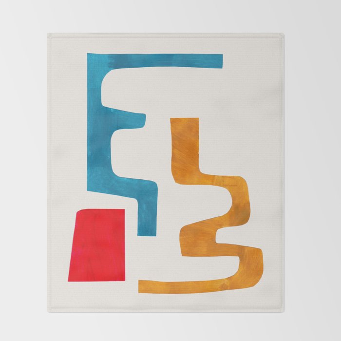 'Falling Down' Paper Collage Fun Colorful Shapes Mid Century Minimal Abstract Art by Ejaaz Haniff Throw Blanket Gallery Image 2