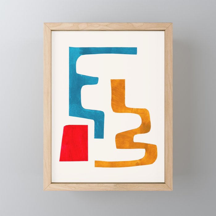 'Falling Down' Paper Collage Fun Colorful Shapes Mid Century Minimal Abstract Art by Ejaaz Haniff Mini Art Print Gallery Image 1