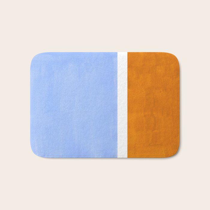 Pastel Royal Blue Yellow ochre Mid Century Modern Abstract Minimalist Rothko Color Field Squares Bath Mat Gallery Image 1