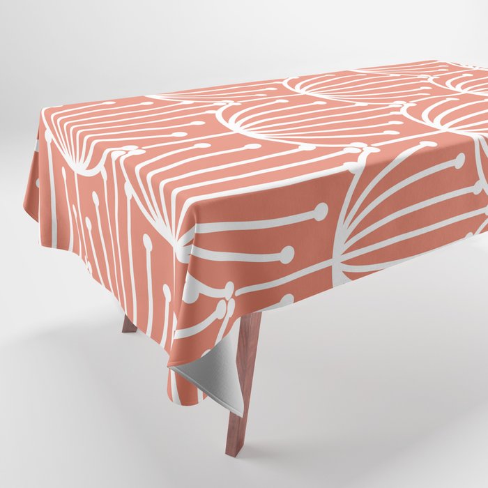Retro Art, Floral Prints, Coral and White Tablecloth Gallery Image 1