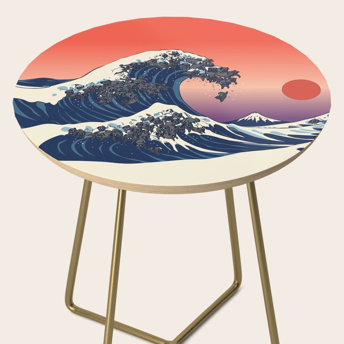 The Great Wave of Black Pug Side Table Gallery Image 2