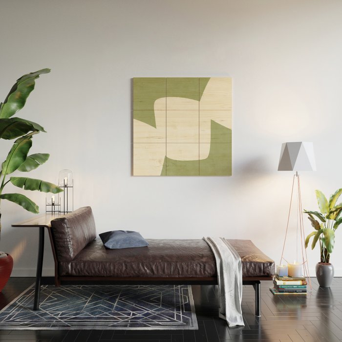 Minimal Shapes green Wood Wall Art Gallery Image 2