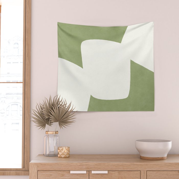 Minimal Shapes green Wall Tapestry Gallery Image 2
