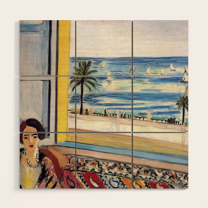 Seated Woman, Back Turned to the Open Window of Ocean & Seaside by Henri Matisse Wood Wall Art Gallery Image 1