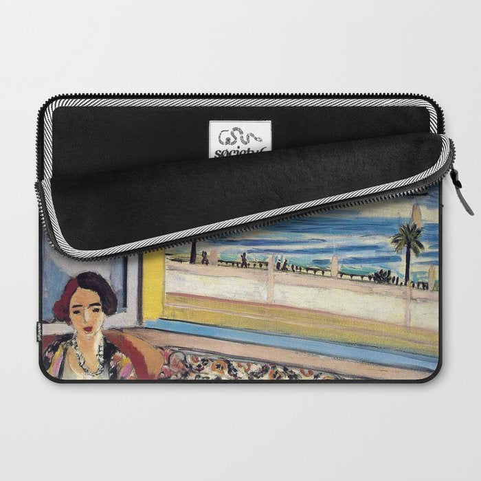 Seated Woman, Back Turned to the Open Window of Ocean & Seaside by Henri Matisse Laptop Sleeve Gallery Image 2