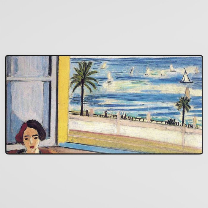 Seated Woman, Back Turned to the Open Window of Ocean & Seaside by Henri Matisse Desk Mat Gallery Image 3