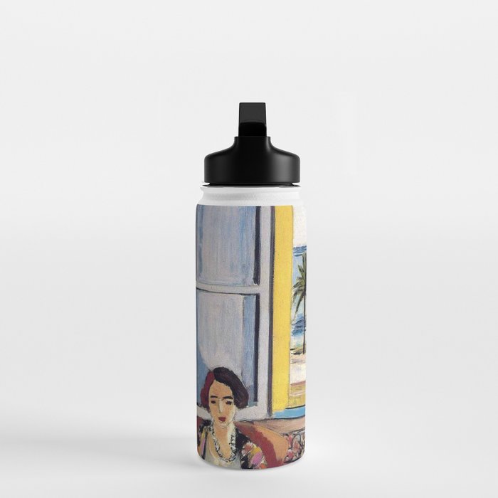 Seated Woman, Back Turned to the Open Window of Ocean & Seaside by Henri Matisse Water Bottle Gallery Image 3