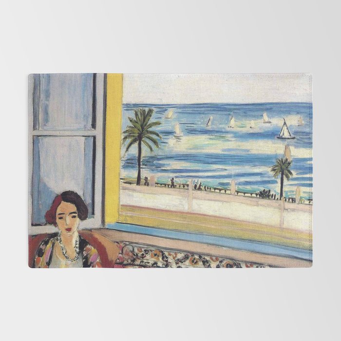 Seated Woman, Back Turned to the Open Window of Ocean & Seaside by Henri Matisse Rug Gallery Image 2