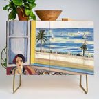 Seated Woman, Back Turned to the Open Window of Ocean & Seaside by Henri Matisse Credenza Gallery Image 1