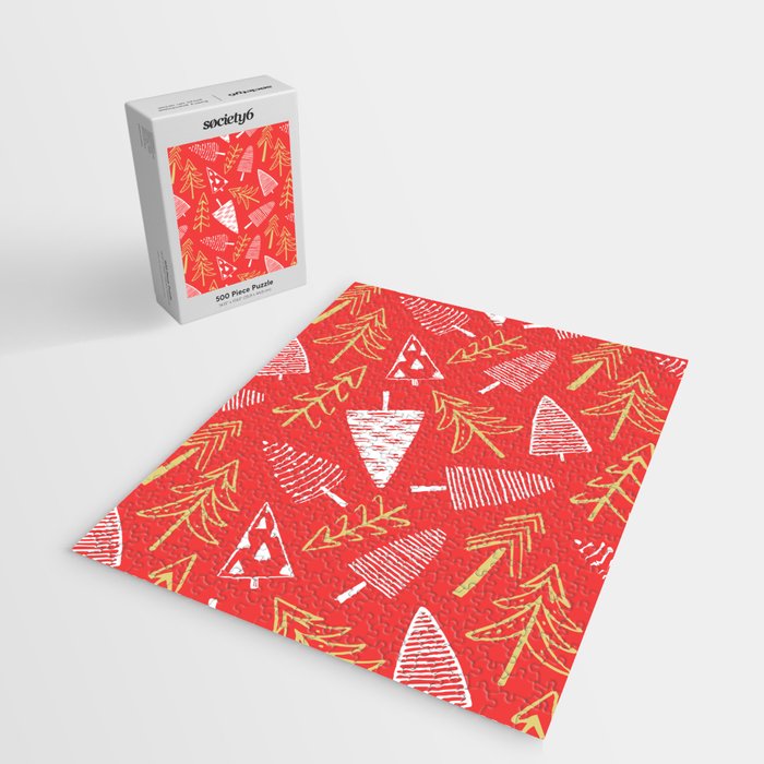 Christmas pine tree doodle art pattern Jigsaw Puzzle Gallery Image 2