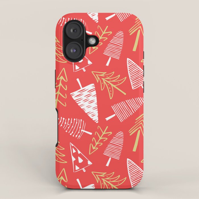 Christmas pine tree doodle art pattern iPhone Case Gallery Image 1