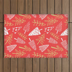 Christmas pine tree doodle art pattern Outdoor Rug Gallery Image 1